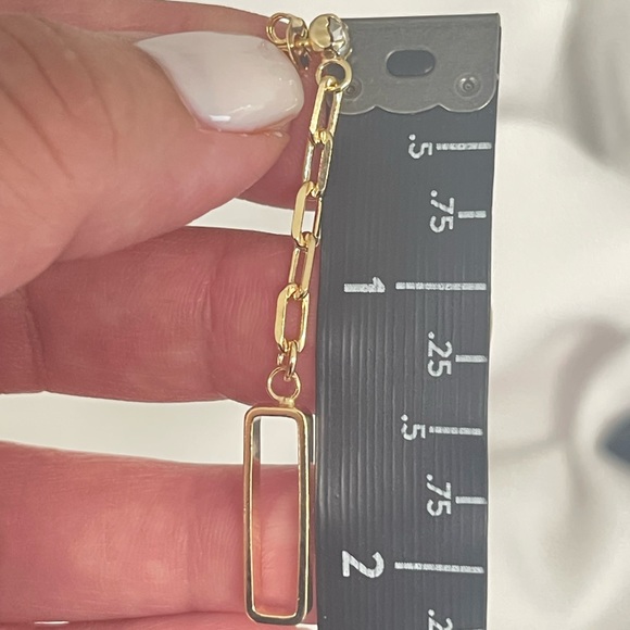 18k Gold Filled CZ Paperclip Long Earrings - Picture 7 of 7